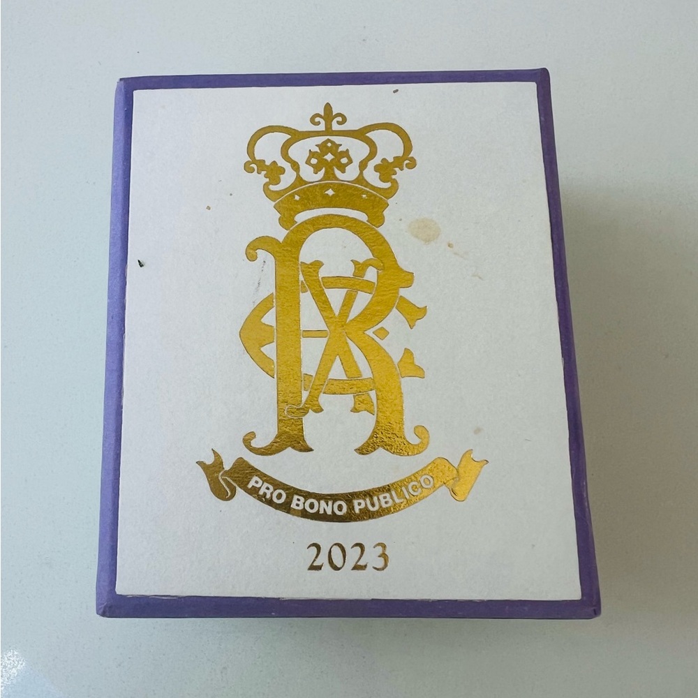 Mardi Gras Rex 2023 Crown & Enamel Ram Cross Pin- Navy, Green, Gold - Picture 5 of 5